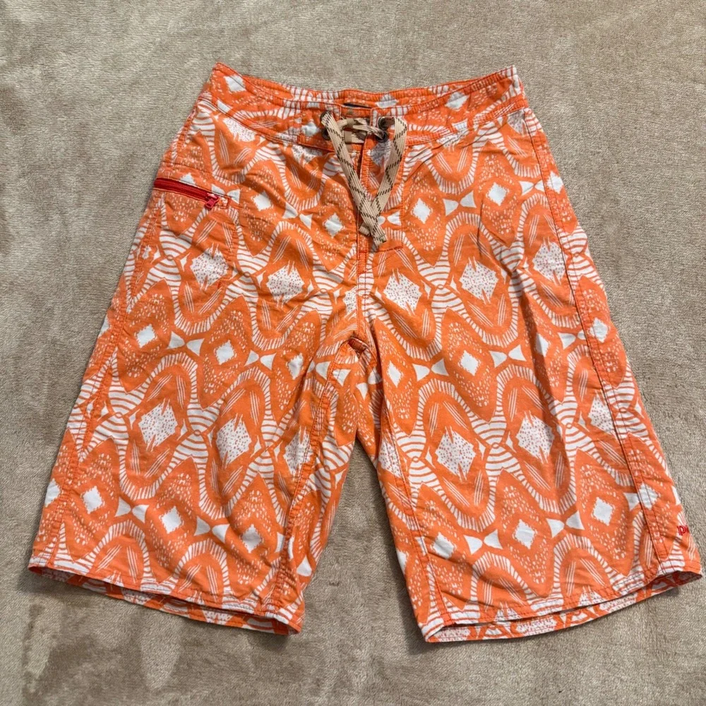 Patagonia Boys Orange Tribal Print Board Shorts Swim Trunks Size 10